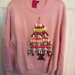 QUEEN OF SPARKLES Pink Holiday Tree Sweater